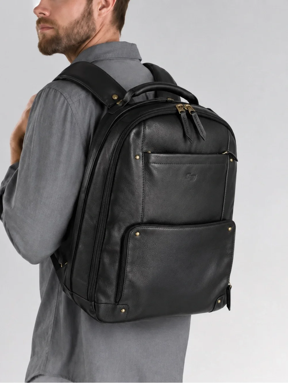 Solo New York Reade Full Grain Leather Laptop Backpack Business School Travel